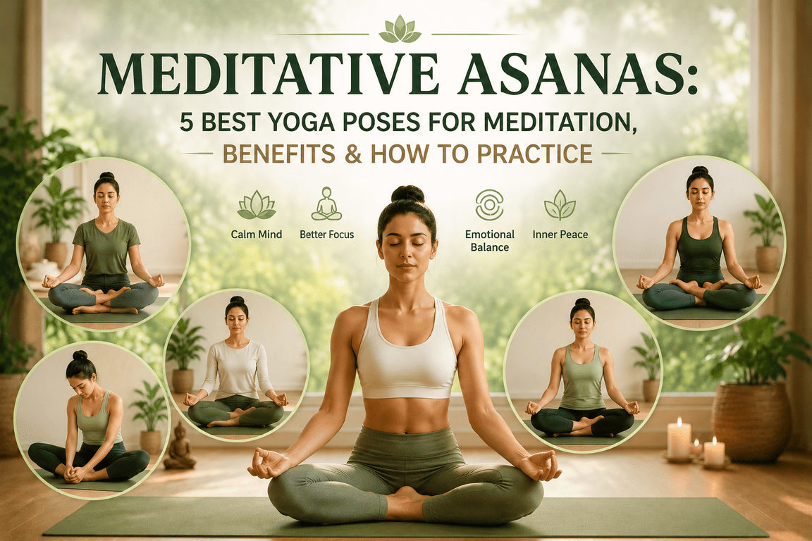 Meditative Asanas: 5 Best Yoga Poses for Meditation, Benefits & How to Practice
